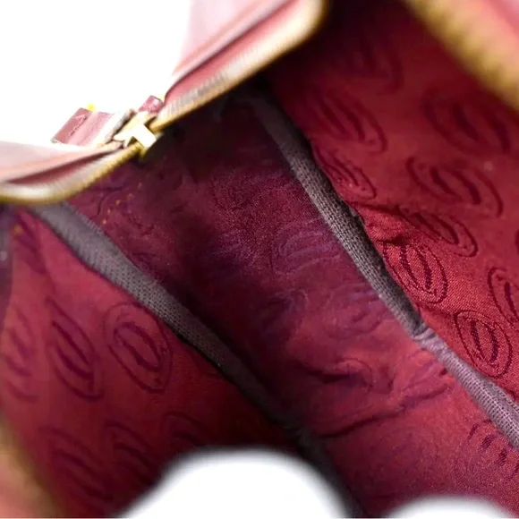 MUST DE CARTIER 2C Logo Shoulder Bag Leather Bordeaux Gold-Plated made in Italy - Picture 13 of 13